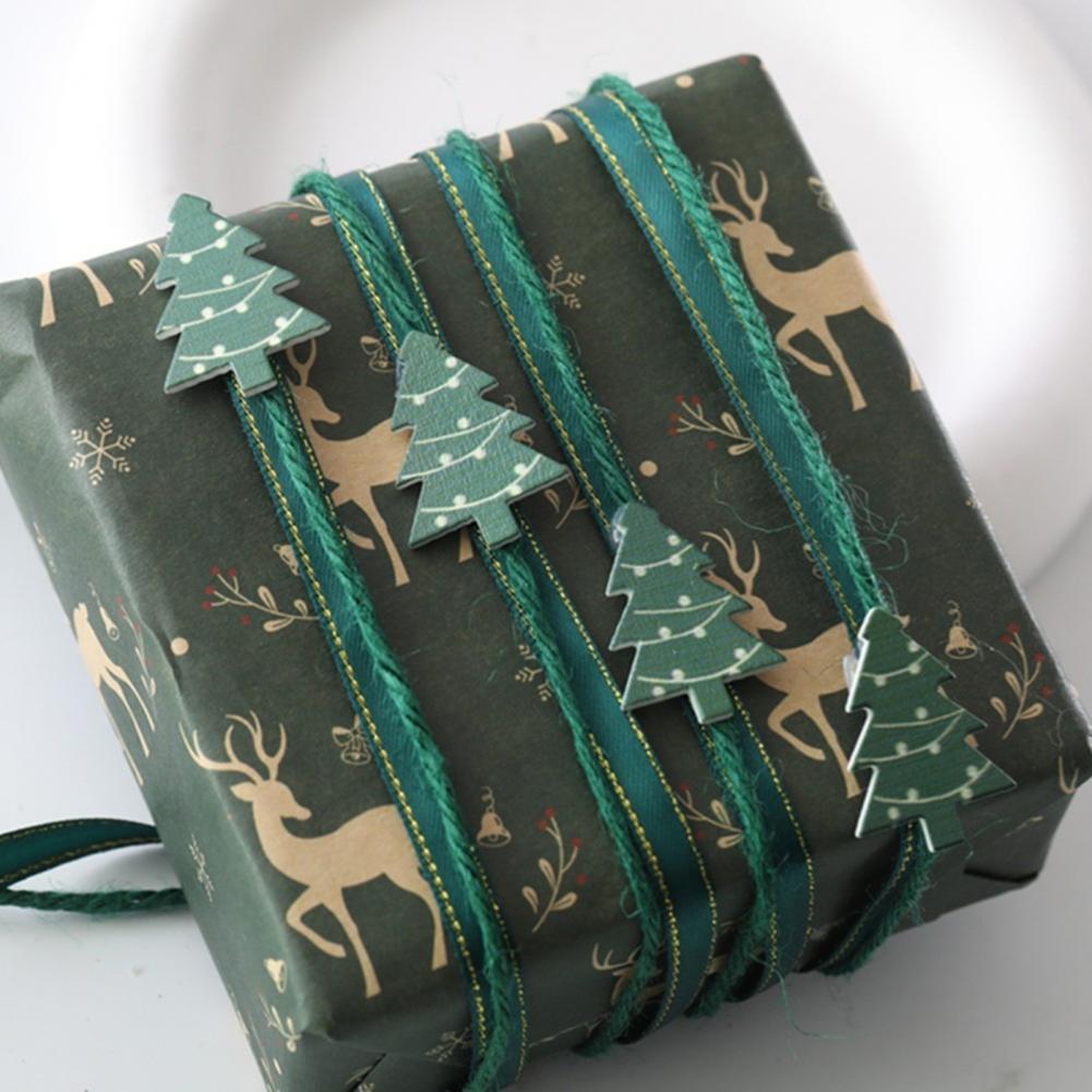 5.5 Yards Christmas Ribbons Red/Green Holiday Ribbon Roll with Tree/Gift Box Decor for Gift Wrapping DIY Crafts