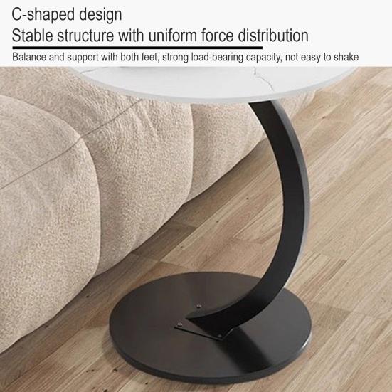 Round Side Table Modern Couch Sofa Bed Small C-Shaped End Table Office Living Room Bedroom Bedside Coffee Desk Multifunctional Nightstand