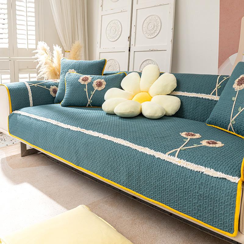 

Простая диванная подушка из чистого хлопка, пасторальная маленькая свежая ткань, милый чехол для дивана в скандинавском стиле для гостиной, ткань для четырех сезонов, универсальная нескользящая 70*70
