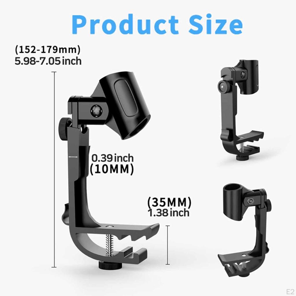 Drum Rim Mic Clips Adjustable Percussion Attachment Snare Mount Holder Clamp for Player
