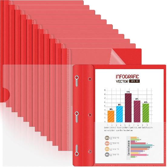 HAUTOCO 5 Pack Plastic Report Covers with 3 Prongs Fasteners Clear Front Resume Portfolio Folder for 8.5x11 Letter Size Paper, Presentation Document