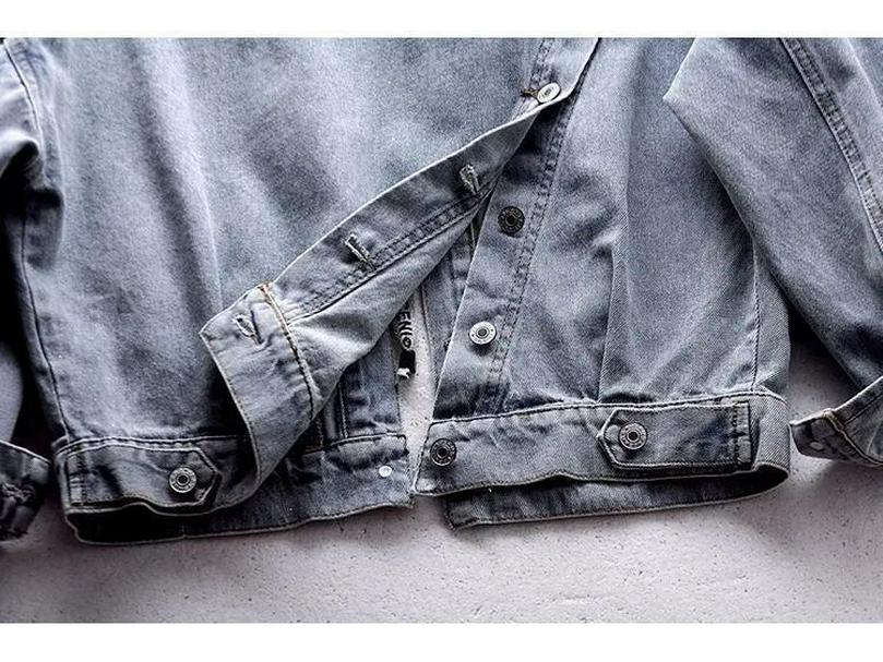 Damen Jeansjacke mit Kapuze im koreanischen Stil: Lockerer, kurzer Mantel mit langen Ärmeln und mehreren Taschen, perfekt für Herbst und Winter.