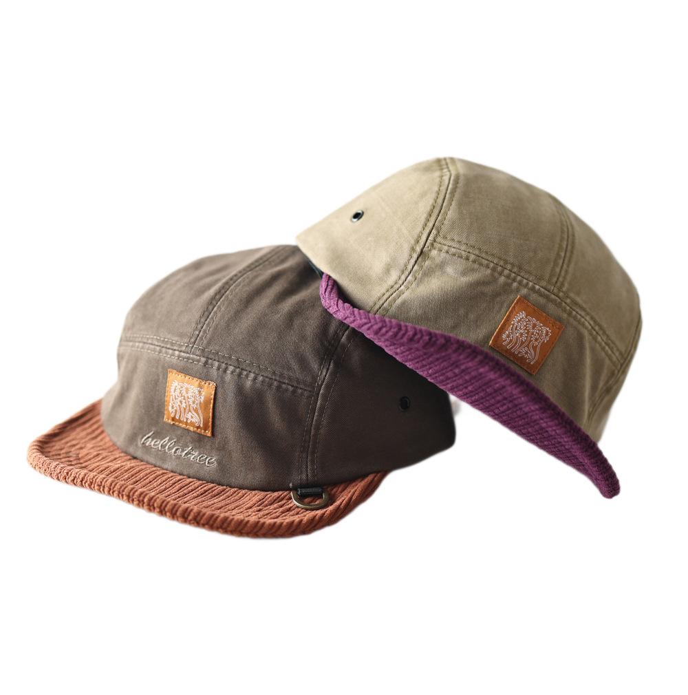 Fashion Hat Corduroy Splicing Cloth Label Color Matching Short-brimmed Hat Men's and Women's Simple Casual Versatile Fashion Trend Five-piece Hat