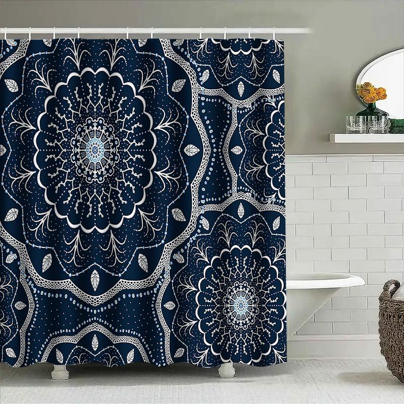 Boho Shower Curtain Floral Nature Pattern Bathroom Decor Vintage Farmhouse Backdrop Waterproof Fabric