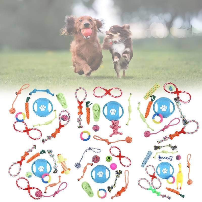 High-quality Cotton Rope Dog Toy Set With Durable Chew Balls For Playful Pets