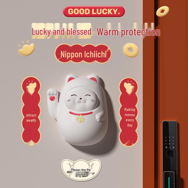 Lucky Cat Self-Powered Wireless Doorbell Ornament for Home or Office Decor