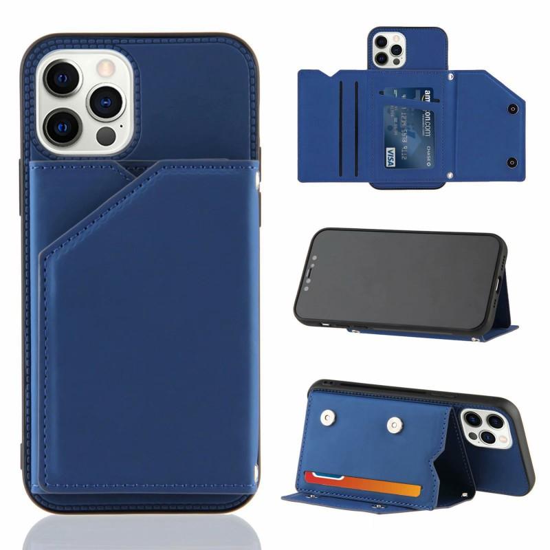 Slim PU Leather Phone Case With Card Slots Stand IPhone 14 Pro Max 13 Mini SE Shockproof Wallet Cover