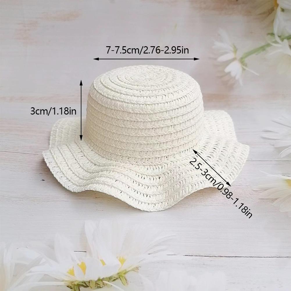 Wavy Edge Cute Straw Hat BJD Straw Hat Pet Hat Cotton Baby Hat Mini Hat Doll Hat Toy Hat Small Hat
