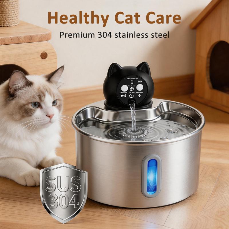 3.2L Wireless Stainless Steel Pet Water Feeder Auto Cat Fountain Faucet Smart Dog Water Dispenser Visual Window Drinking Bowl