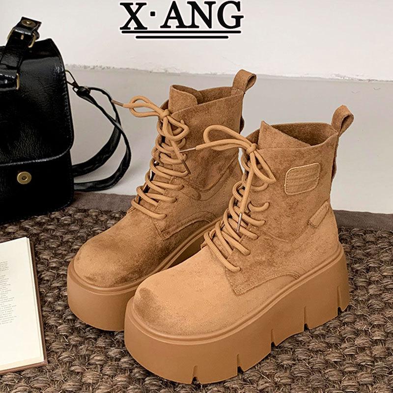 Cowhide version Martin boots children's models in the autumn of 2025 new thick-soled height-increasing and thin small short boots rhubarb boots
