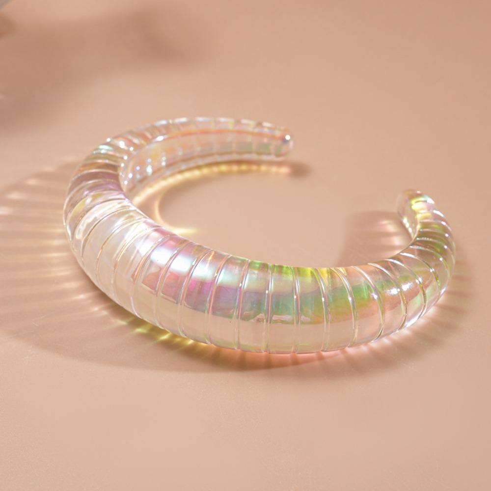 Colorful Wide Cuff Bangle Geometric Transparent Opening Bangle Jewelry Resin Bracelet  Women