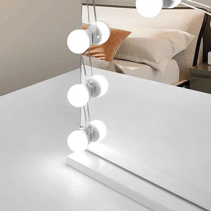 Hollywood Makeup Vanity Mirror Light Stick On Professional Adjustable 3 Colors LED USB Bulbs String Stepless Dimmable Lamp