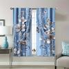 2 Pcs Elegant Vintage Blue Floral & Butterfly Print Curtains – Rod Pocket Design for Bedroom Living Room Office Kitchen