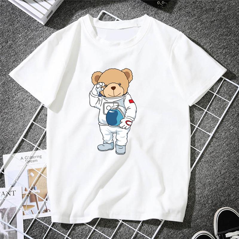 2023 Creative Teddy Robot Print Tshirt Cool Robotic Graphic Streetwear Women Men Casual Oversized Tee Hip Hop Grunge Tee Custom