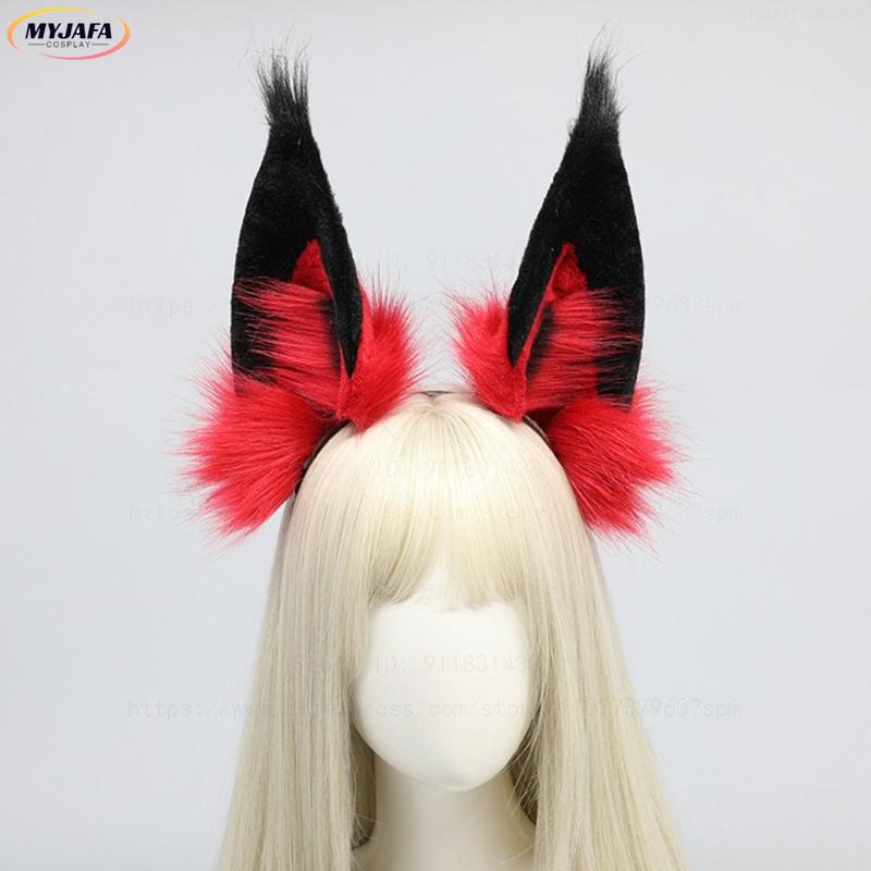 High Quality Alastor Cosplay Wig Red Black Heat Resistant Synthetic Hair Anime Cosplay Wigs + Wig Cap