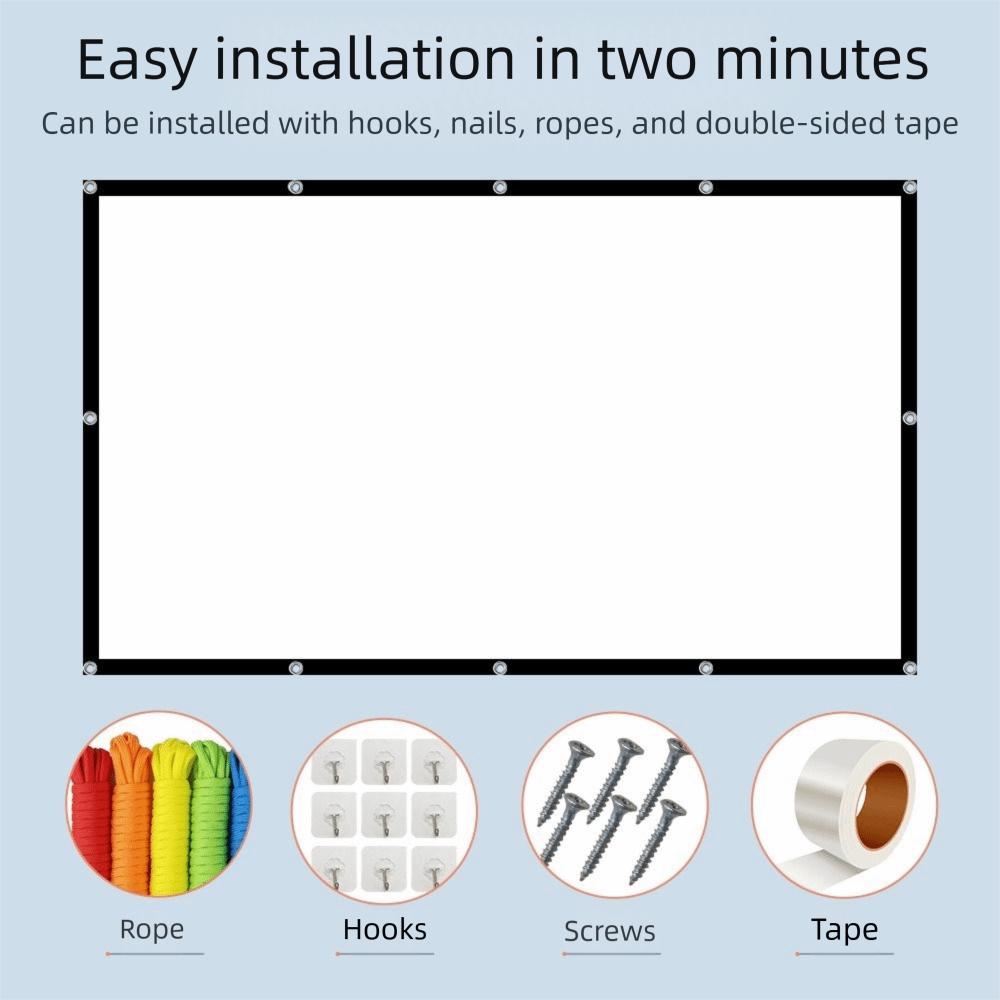 16:9 Foldable Projection Screen Polyester Folding Soft Screen Projector Screen  Camping