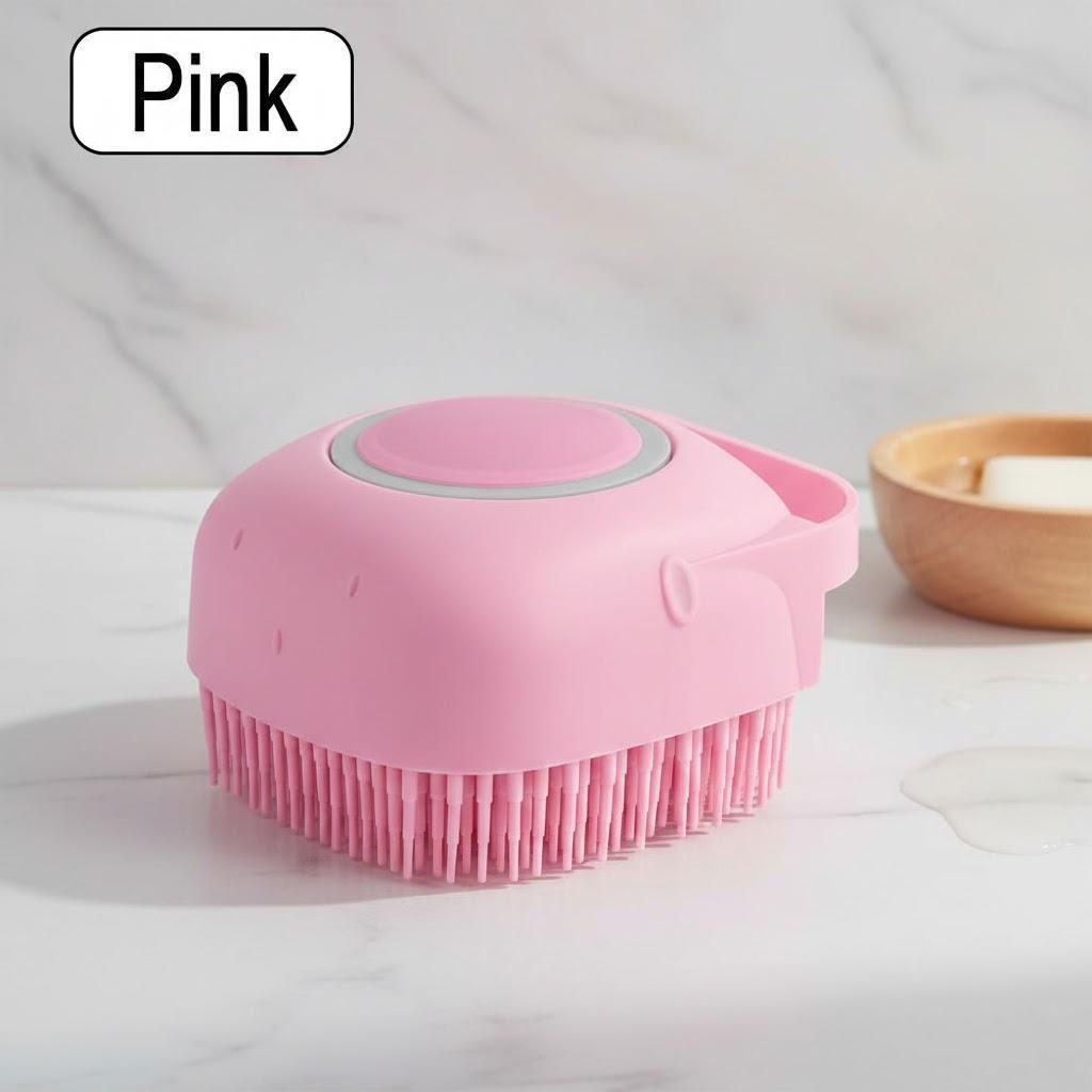 

Multifunctional Silicone Bath Brush for Kids with Shower Gel Shampoo Massage 112 Characters рожевий