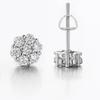 Ribbed Copper Zircon Flower Stud Earrings with Full Diamonds - High-End Hip Hop Style for Women