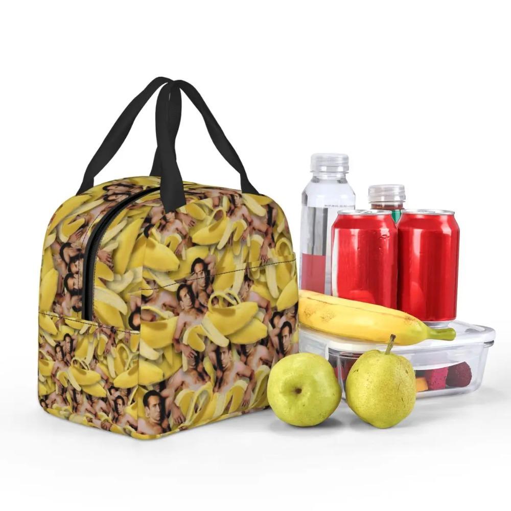 Custom Nicolas Cage Banana Resuable Lunch Box Women Leakproof Thermal Cooler Food Insulated Lunch Bag Kids School Children