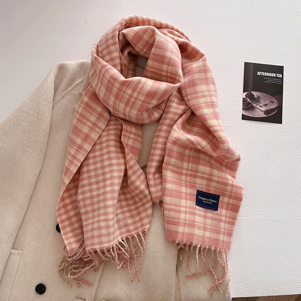 100 Color Autumn Winter Classic Plaid Scarf Women Cashmere Tassels Scarves Thickened Warm Shawl Windproof Pashmina Neckerchief