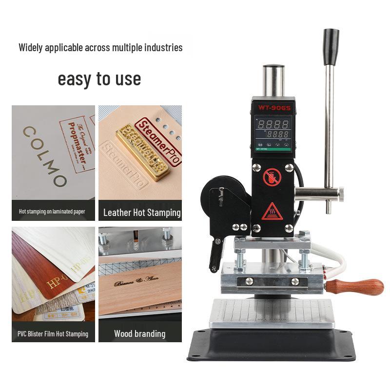 WT-90GS-T Manual Hot Stamping Machine for Embossing PU Leather, Notebooks, Beads, and Cards