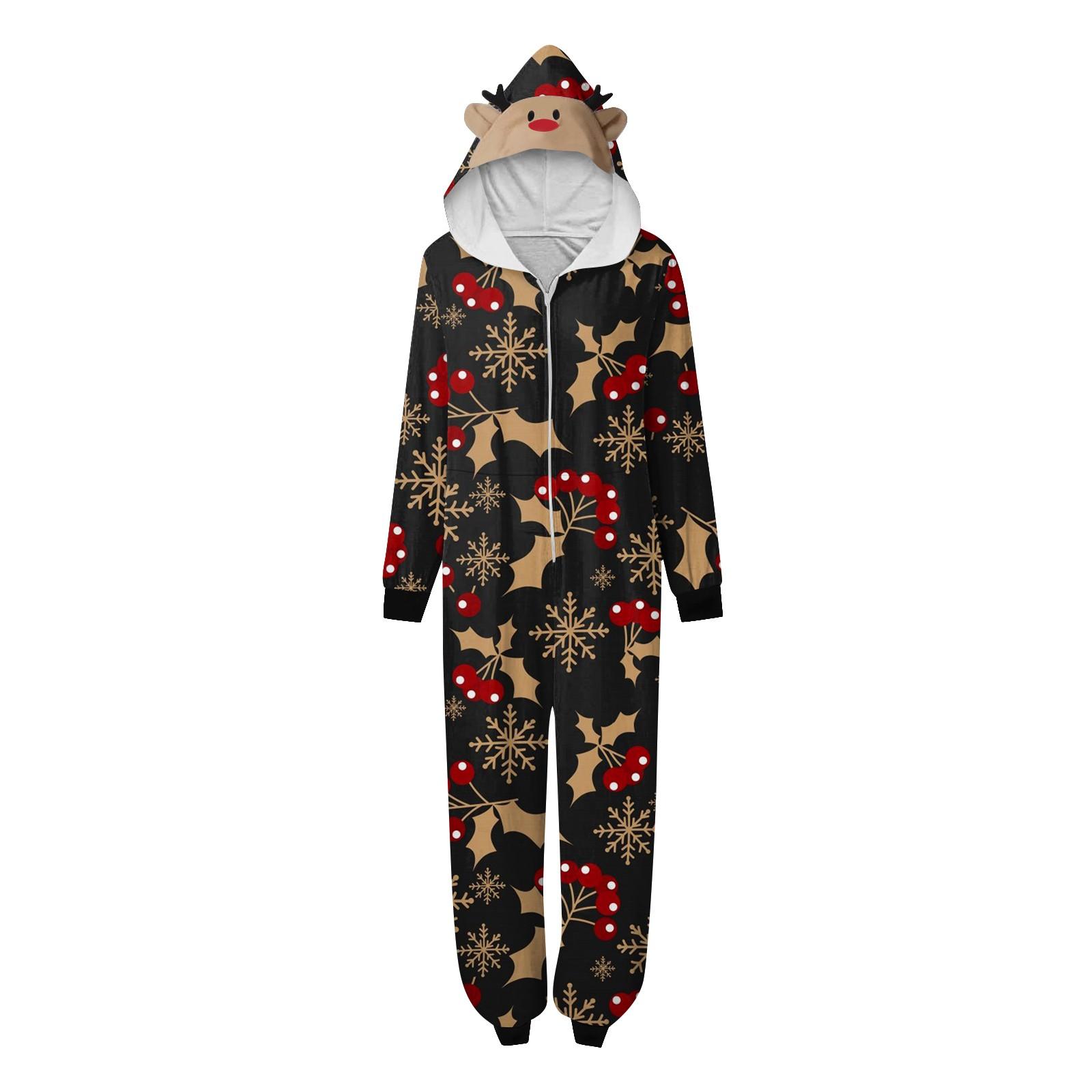 

Комплект комбинезона на молнии с капюшоном и длинными рукавами для всей семьи с рождественским принтом L