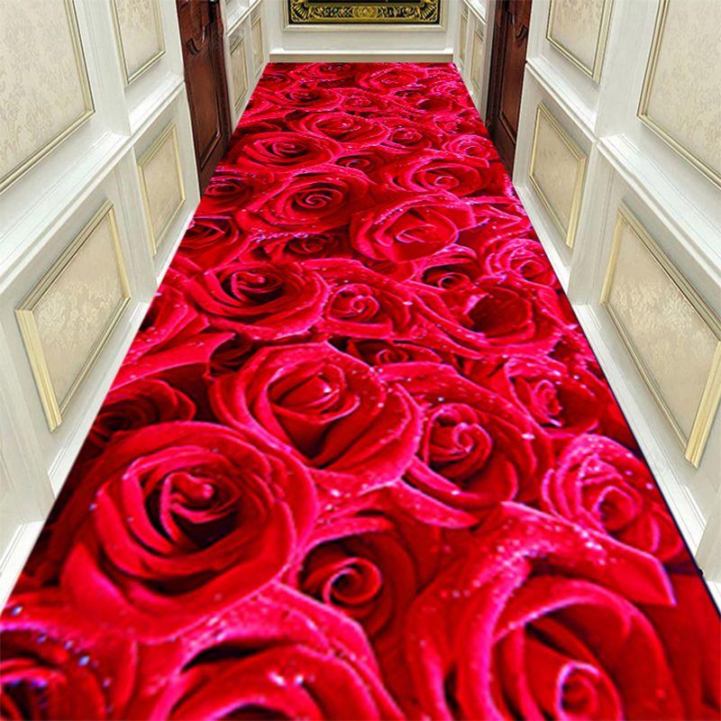Autumn Style Long Lobby Carpet Fresh Green Grass Pattern Stairway Hallway Home Corridor Carpet Aisle Party Wedding Red Area Rugs