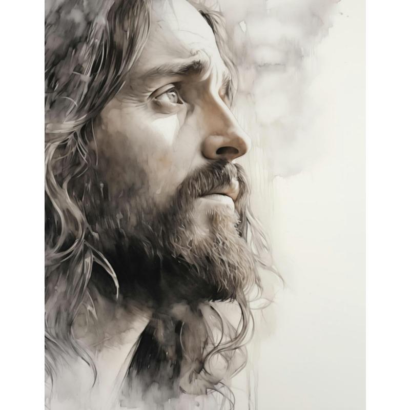 Ježíš Akvarelový Portrét Náboženský Spasitel Malba Plakátové Tisky Tisk na Plátno Křesťanské Nástěnné Umění Obrázek pro Pokoj Domácí Dekorace