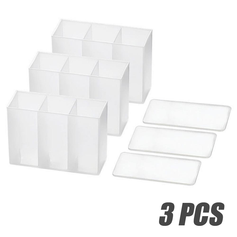 

3 шт. настенный 3 сетки шкатулка для ювелирных изделий шкаф самоклеящаяся коробка для хранения мелочей карандаш для бровей губная помада органайзер для глазури для губ 3Pcs