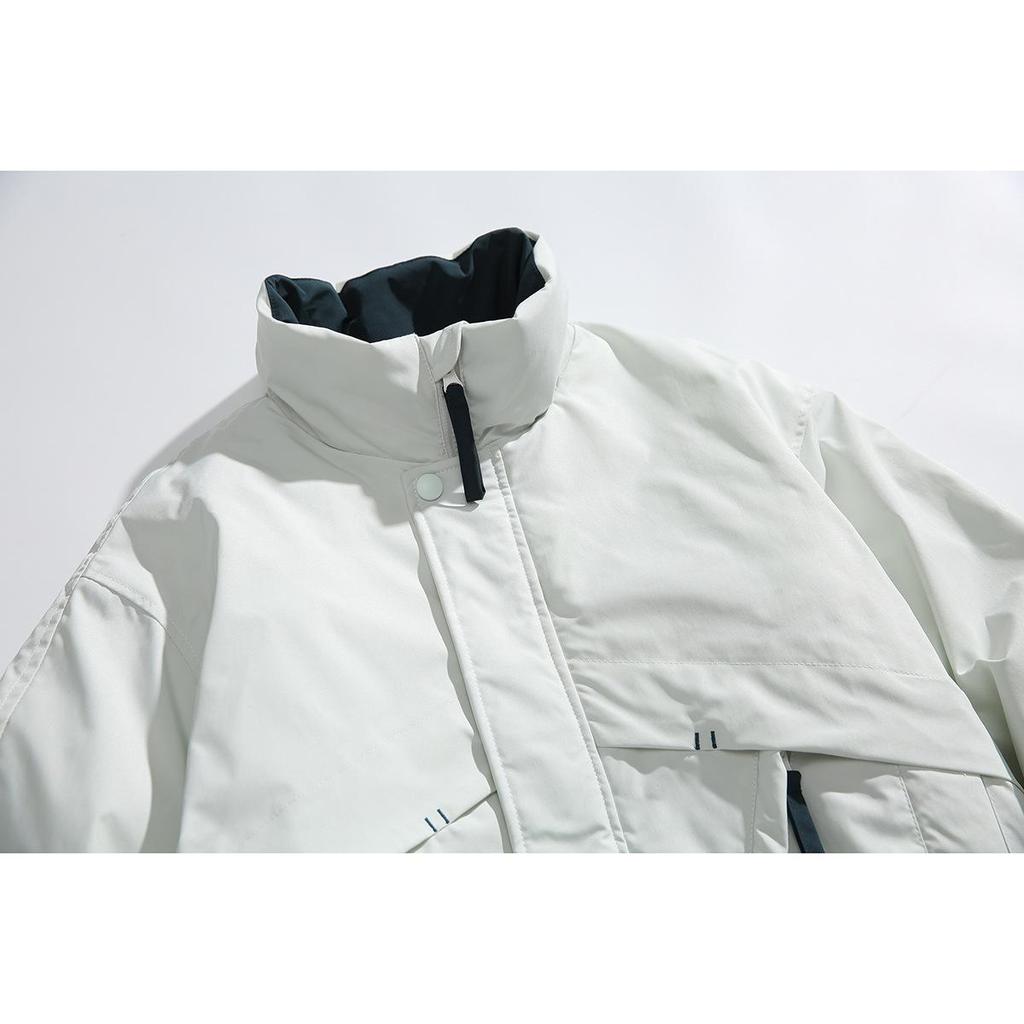 UNDREST Unisex Color Block Stand Collar Cotton Windbreaker Winter Jacket MA48