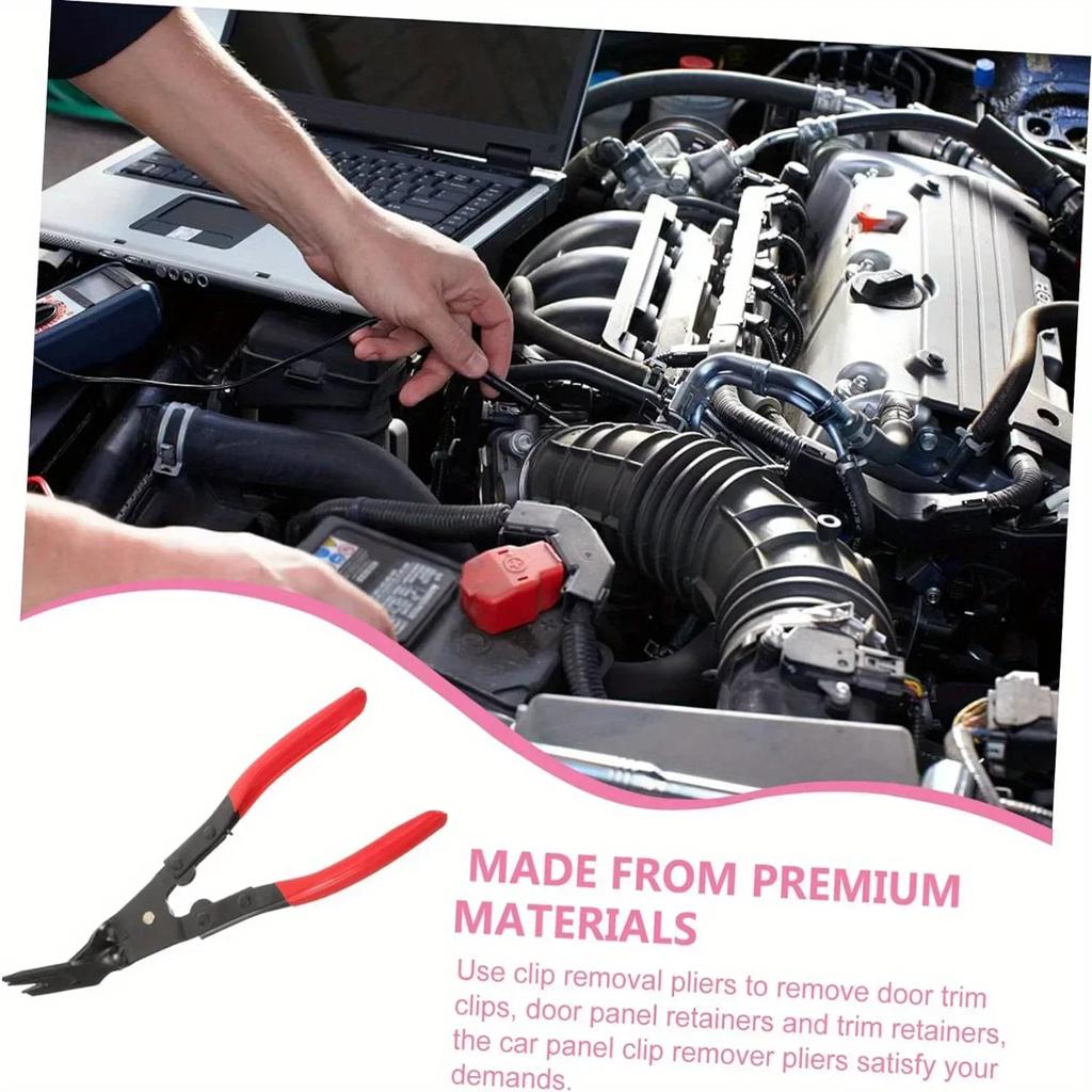 Car Trim Clip Removal Pliers - Metal Pry Tool for Door Panels/Bumpers/Lining (Auto Repair Kit)