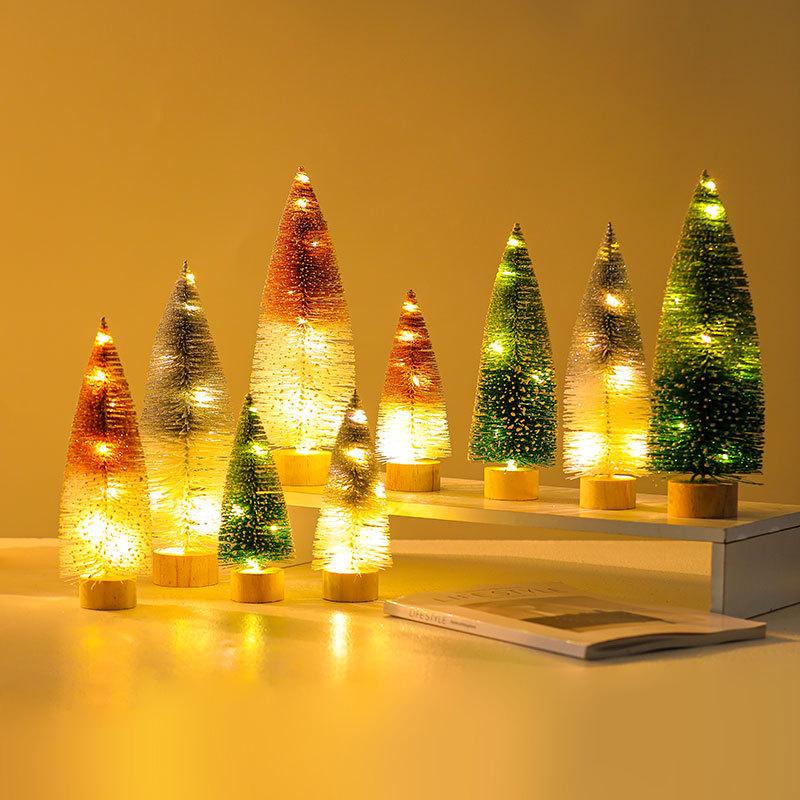 20/25/30CM Illuminated Christmas Tree Christmas Desktop Decoration Gradient mini Xmas Tree Ornament Christmas Home Decoration