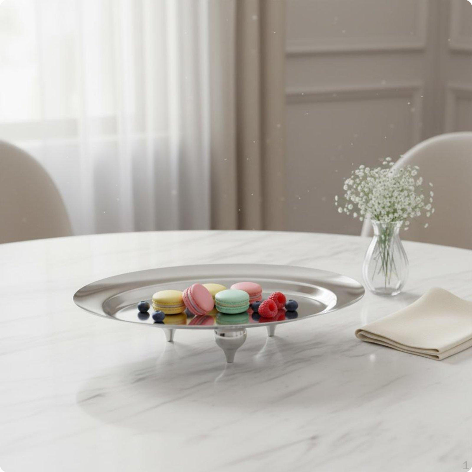 Oval Serving Tray SilverToned Pedestal Metal Platter