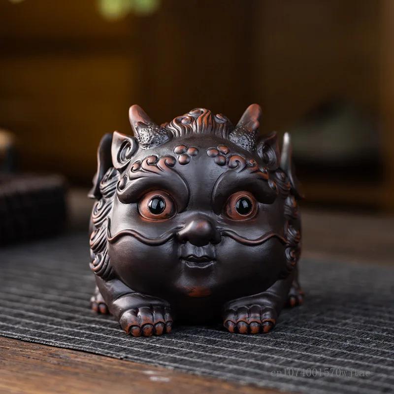 Purple Sand Tea Pet Ornament, Animal Dragon Pixiu Creative Tea Play Mini Tea Set Accessories , Boutique Mud Small Ornaments, 1Pc