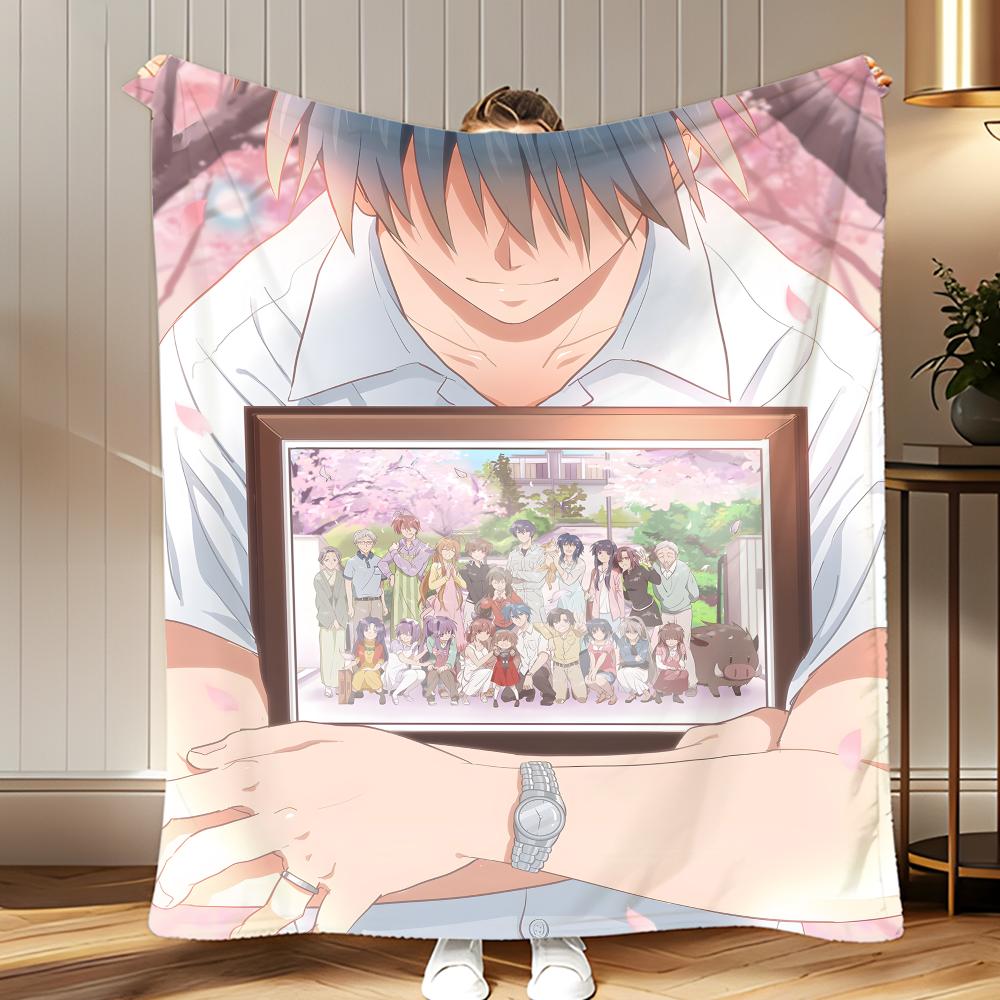 classic anime CLANNAD Throw Soft Coral Fleece Blanket 310gsm Fluffy Warm Throw for Sofa Bed Couch Bedroom Decor 75x100cm