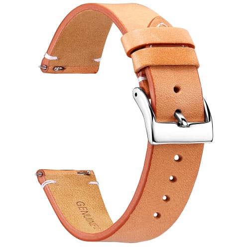 

BINLUN Genuine Leather Watch Band, Quick Release, Replacement Strap for Men and Women, Unisex, 12mm, 14mm, 16mm, 18mm, 20mm, 22mm, 24mm, 4 Colors (Ora