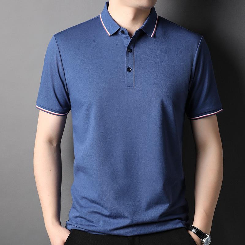Business Casual Middle-Aged Father Summer Short Sleeve Half Sleeve Summer Thin Loose Men's T-shirt Polo Shirt Fashion