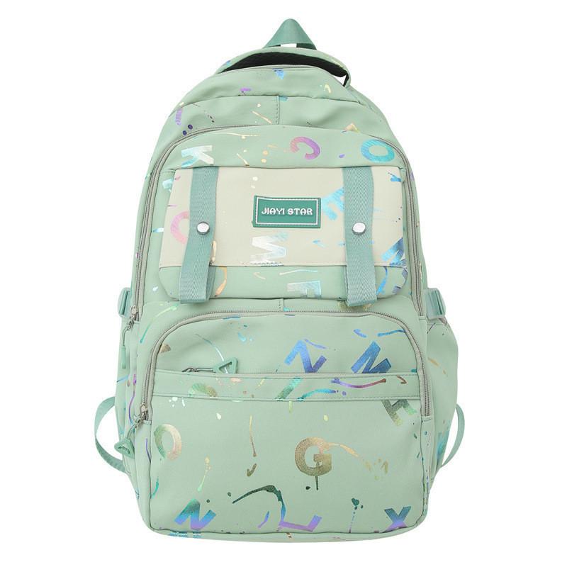 

Trendy Versatile Large Nylon Backpack For Students Outdoor Travel Casual Use Comfortable Fit зелёный