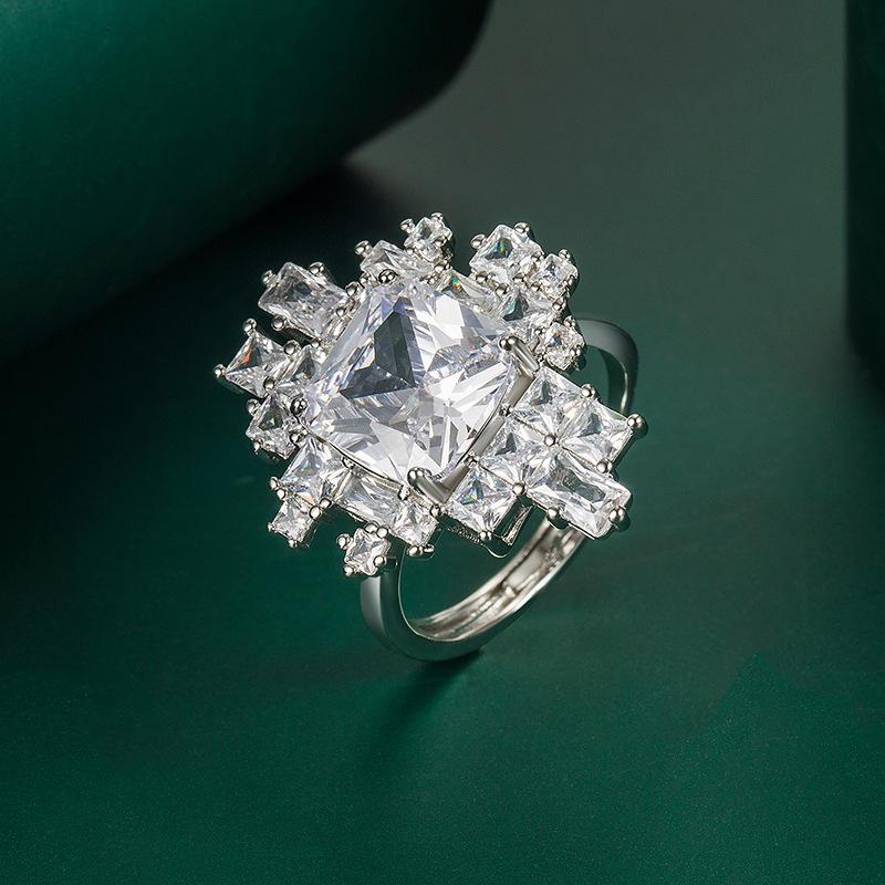 BELLA BOX Geometrische Öffnung Verstellbare Ringe für Damen Zirkon Verlobungsparty Feinschmuck Geschenk