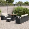 Ensemble de Canapés de Jardin 8 Pièces avec Coussins Noir Poly Rattan Acacia, Ensemble de Salle à Manger de Jardin 3 Pièces 3361950