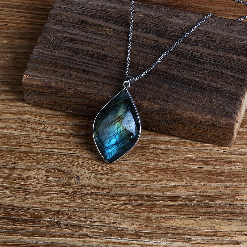 Natural Labradorite Moonstone Women Neckalce Freeform Blue Moon Men Pendants Necklaces Bracelet Accessories Jewelry
