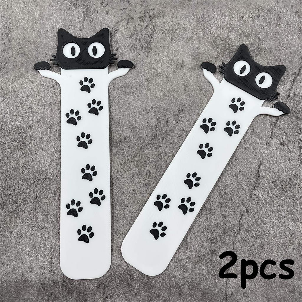 2D Acrylic Flat Black Cat Head and Paw Bookmark Is Perfect for Giving To Cat Lovers, Students, Teachers, Readers and Book Lovers