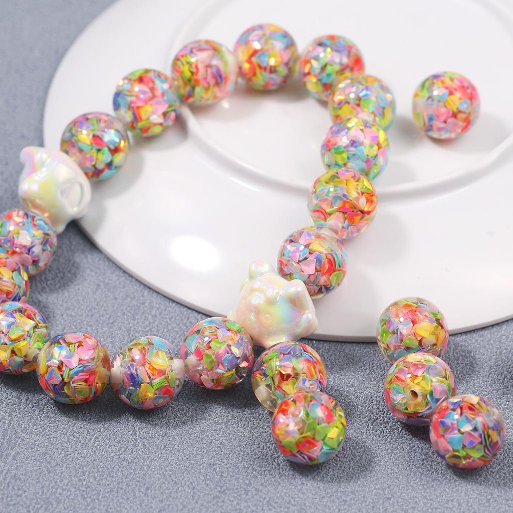 16Mm Colorful Color Resin Sequins Round Spaced Loose Beads For Jewelry Making Charms Bracelet Necklaces Keychain Diy Accessories