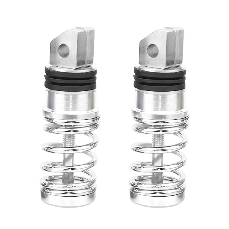 2Pcs Universal Motorcycle Footrest With Anti Vibration Spring Shock Absorption Non Slip Surfaces Aluminum Construction