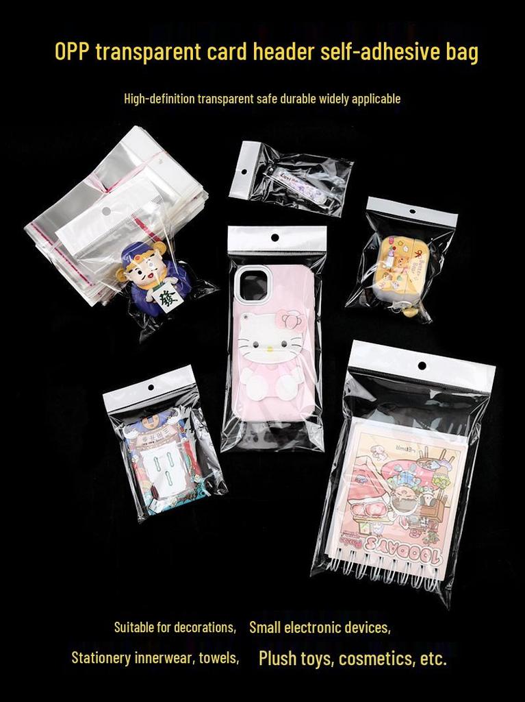 Self-Adhesive Transparent Jewelry Earring Bags with Header and Hanging Hole