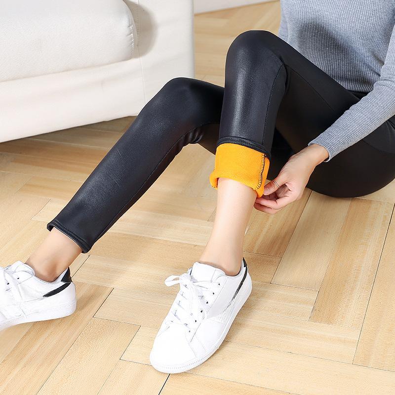 

Теплые леггинсы из искусственной кожи, женские эластичные брюки с высокой талией, леггинсы, зимние леггинсы с флисовой подкладкой, брюки-джеггинсы 2XL чёрный