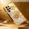 Elegant Golden Flower Sparkle phone case glass s26 ultra case s25 ultra case for Samsung Galaxy S26 S25 S24 S23 S22FE Ultra Plus