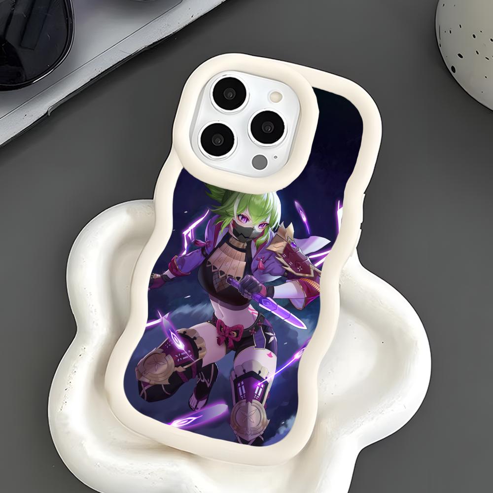 Spiel GI Kuki Shinobu Handyhülle für iPhone 17 16 15 14 13 12 11 Air Pro Max Plus Wellige Kante TPU Bunte Hülle Smartphone