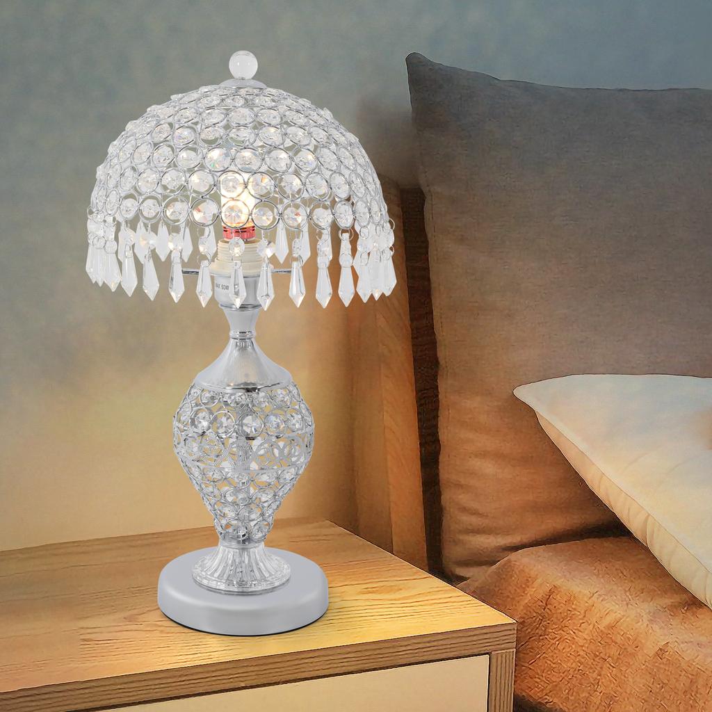 Silver Mermaid Crystal Table Lamp - Modern Luxury Decorative Lamp with Push Button Switch & E26 Holder for Bedroom, Cafe Decor