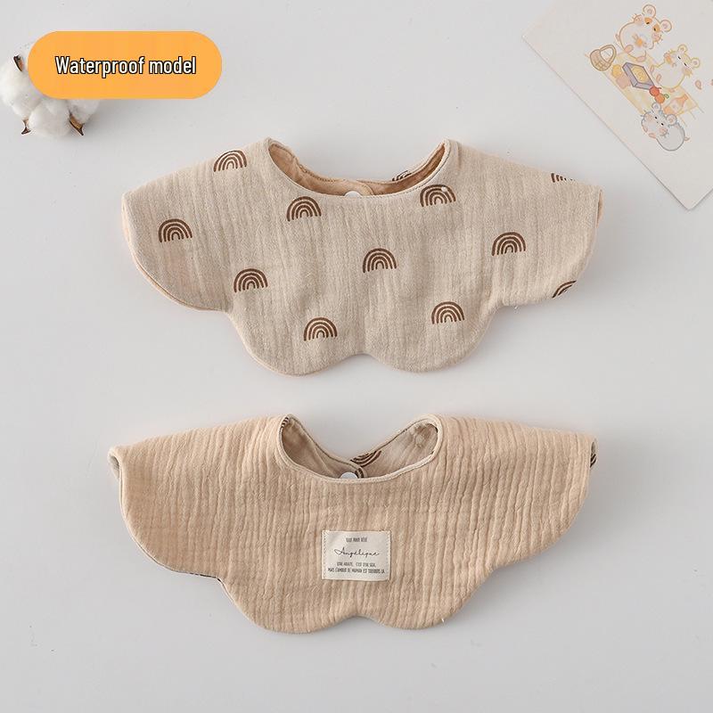 Dwustronny, wodoodporny śliniaczek dla niemowląt w stylu koreańskim z płatkami, wykonany w 100% z gazy bawełnianej